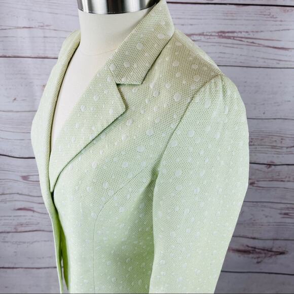 Albert Nipon green skirt suit set with dots - Picture 8 of 14